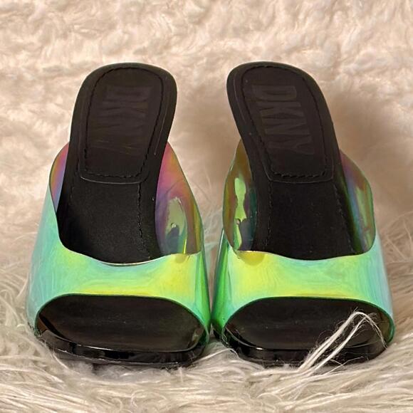 DKNY Iridescent Holographic Heeled Mulees - Picture 2 of 7